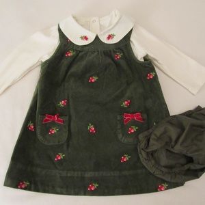 Green Christmas Holiday Dress w/ Red Berry 18-24m